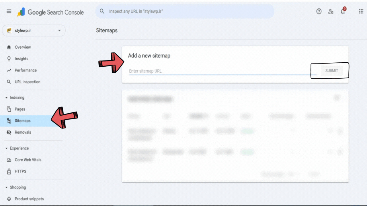 گزارش نقشه‌سایت (Sitemaps)