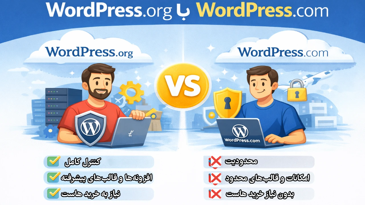 مقایسه کامل WordPress.org و WordPress.com